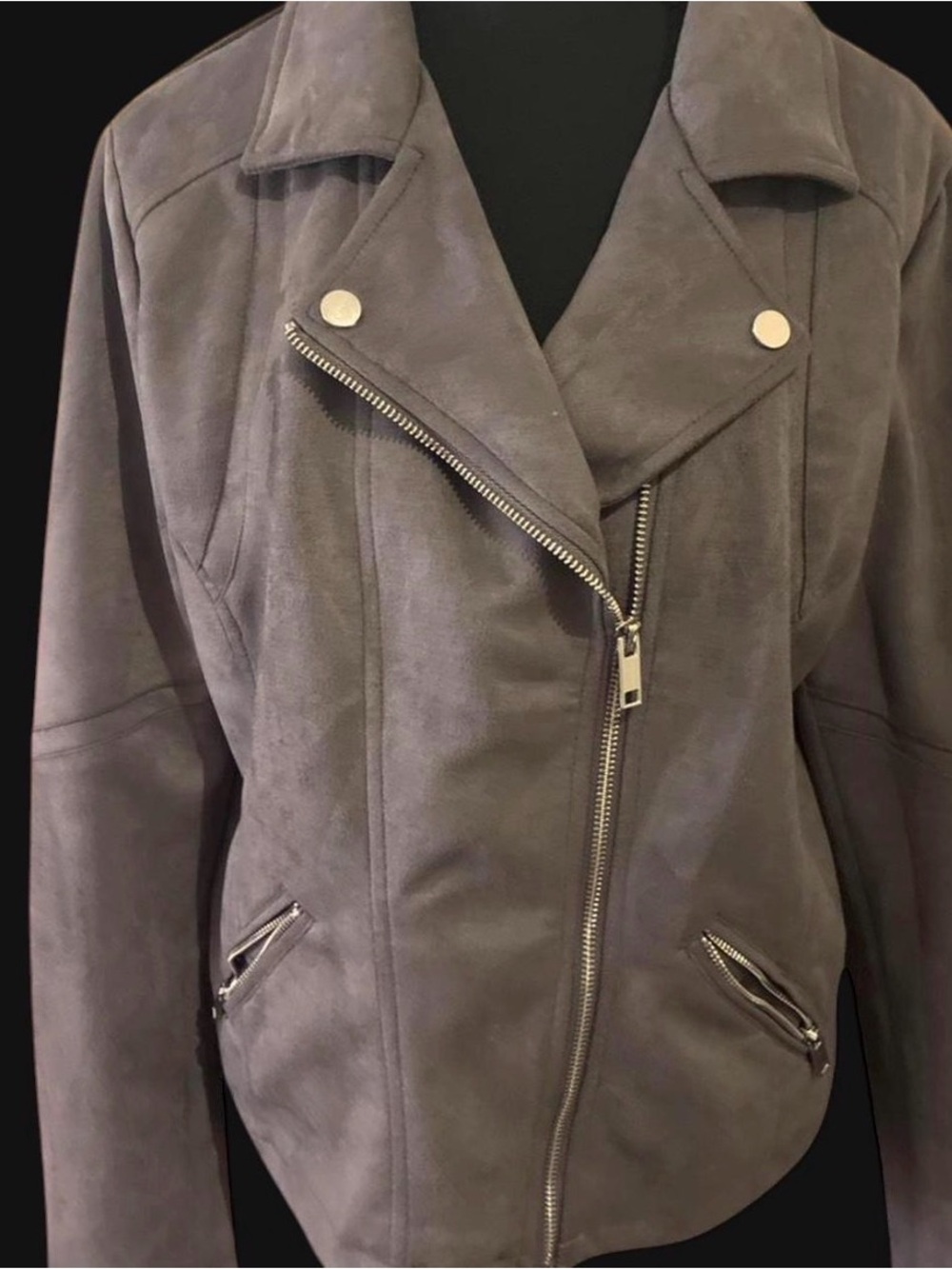 Jason Maxwell Gray Suede Moto Jacket - Wome’s Size Large